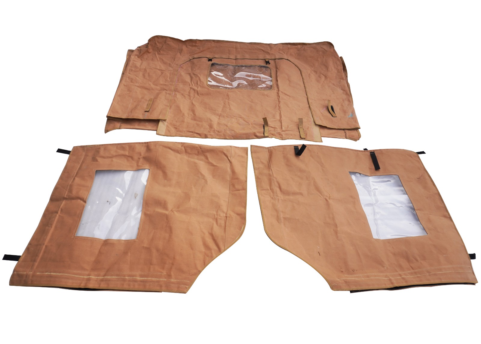 Canvas Half Cabin Soft Top Tan Color With Frame For Willys Jeeps CJ2A CJ3A