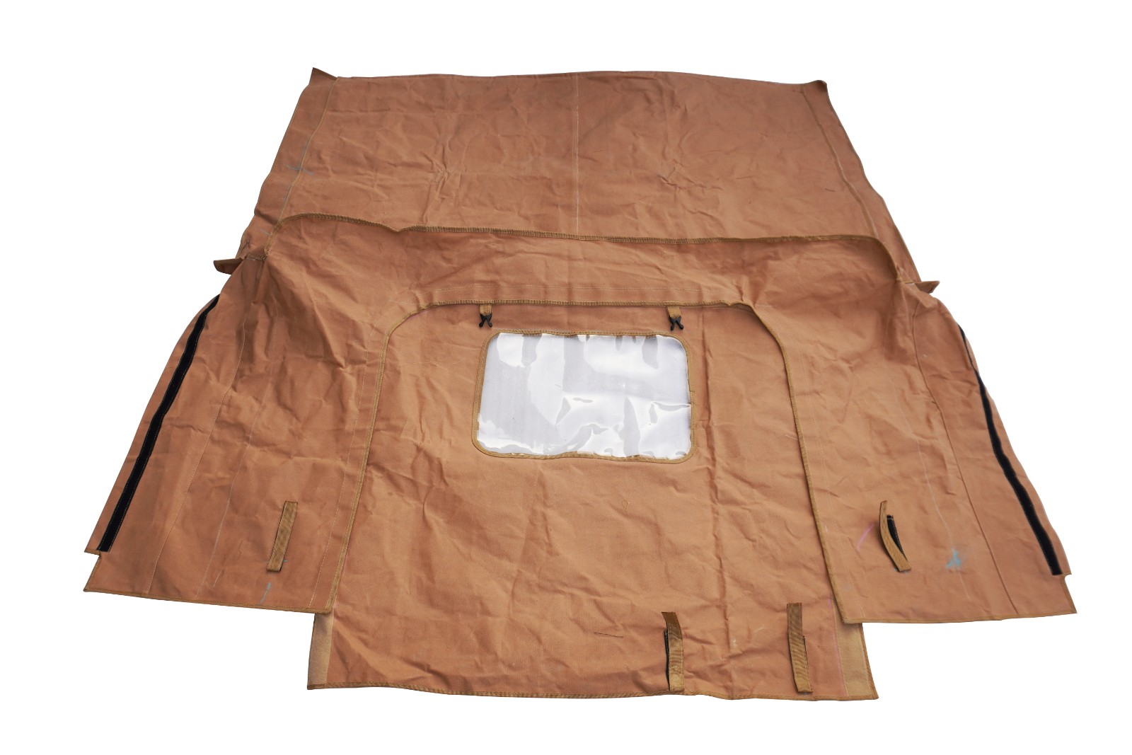Canvas Half Cabin Soft Top Tan Color With Frame For Willys Jeeps CJ2A CJ3A