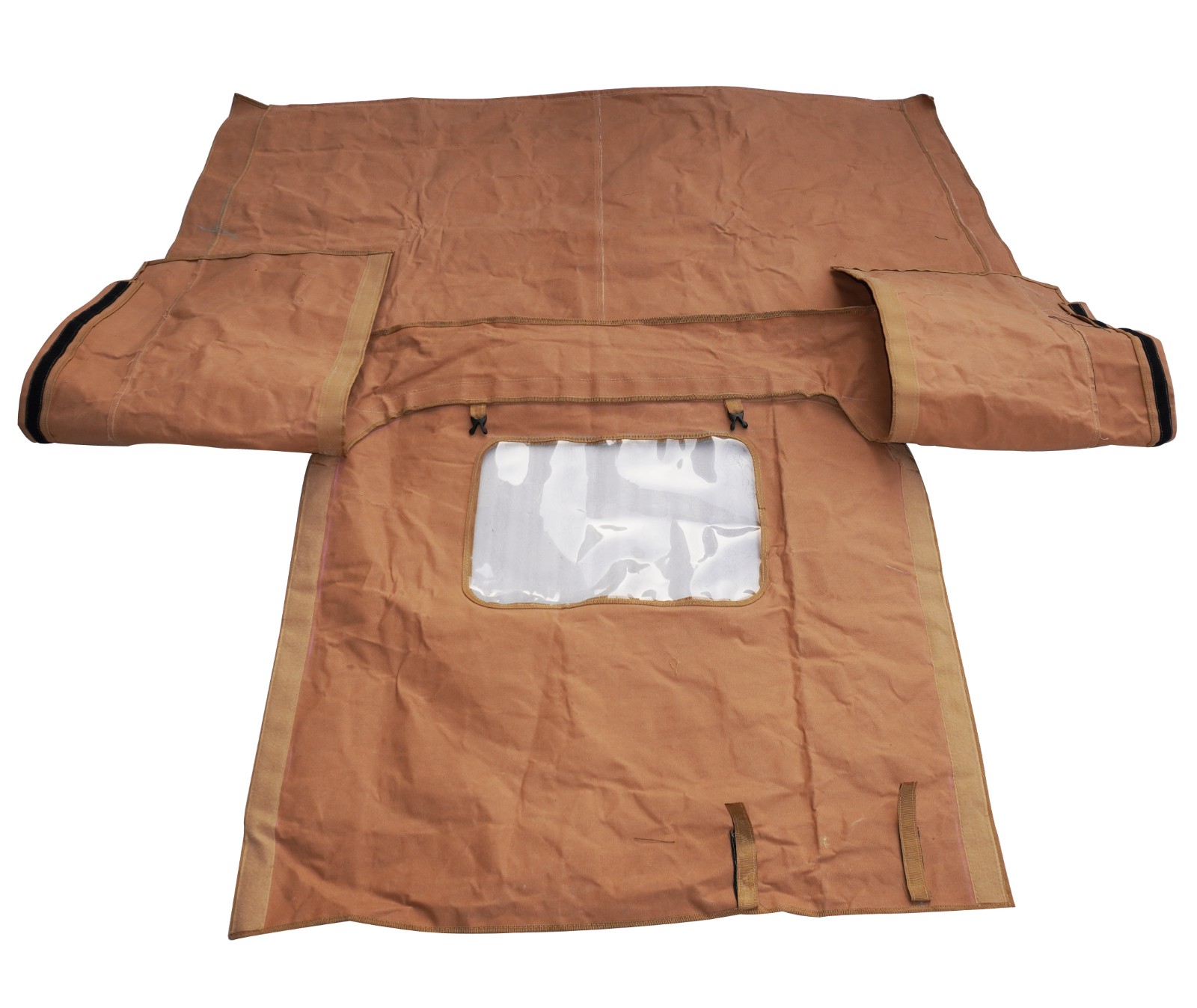 Canvas Half Cabin Soft Top Tan Color With Frame For Willys Jeeps CJ2A CJ3A