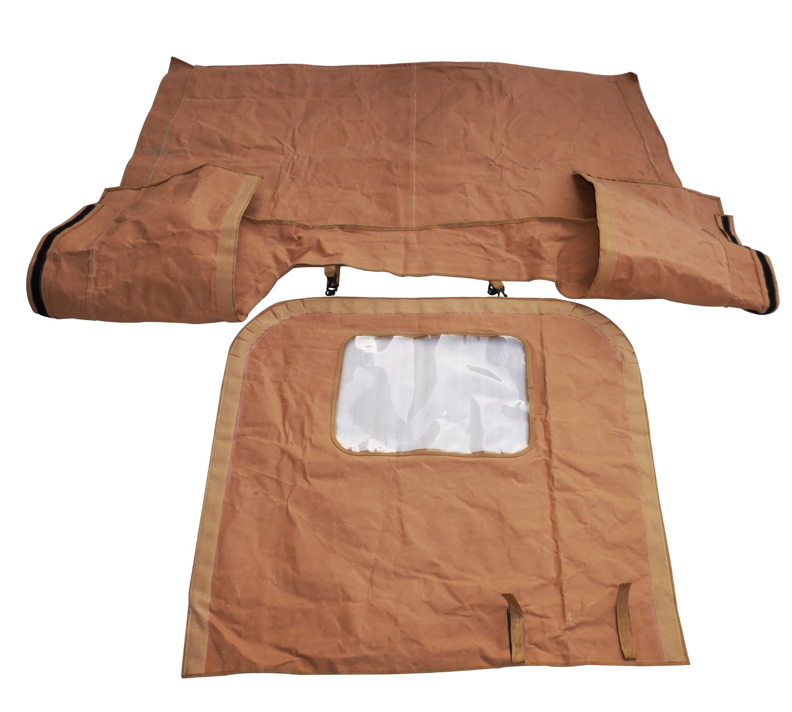 Canvas Half Cabin Soft Top Tan Color With Frame For Willys Jeeps CJ2A CJ3A