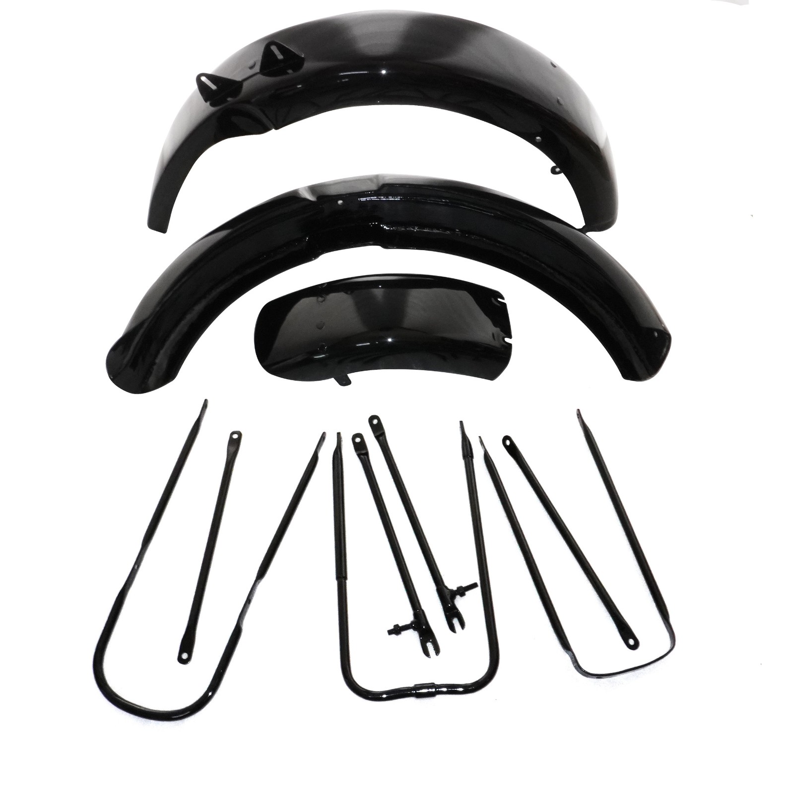 Mudguard Fender Set With Stays Kit Front & Rear Black Painted For BSA M20 M21