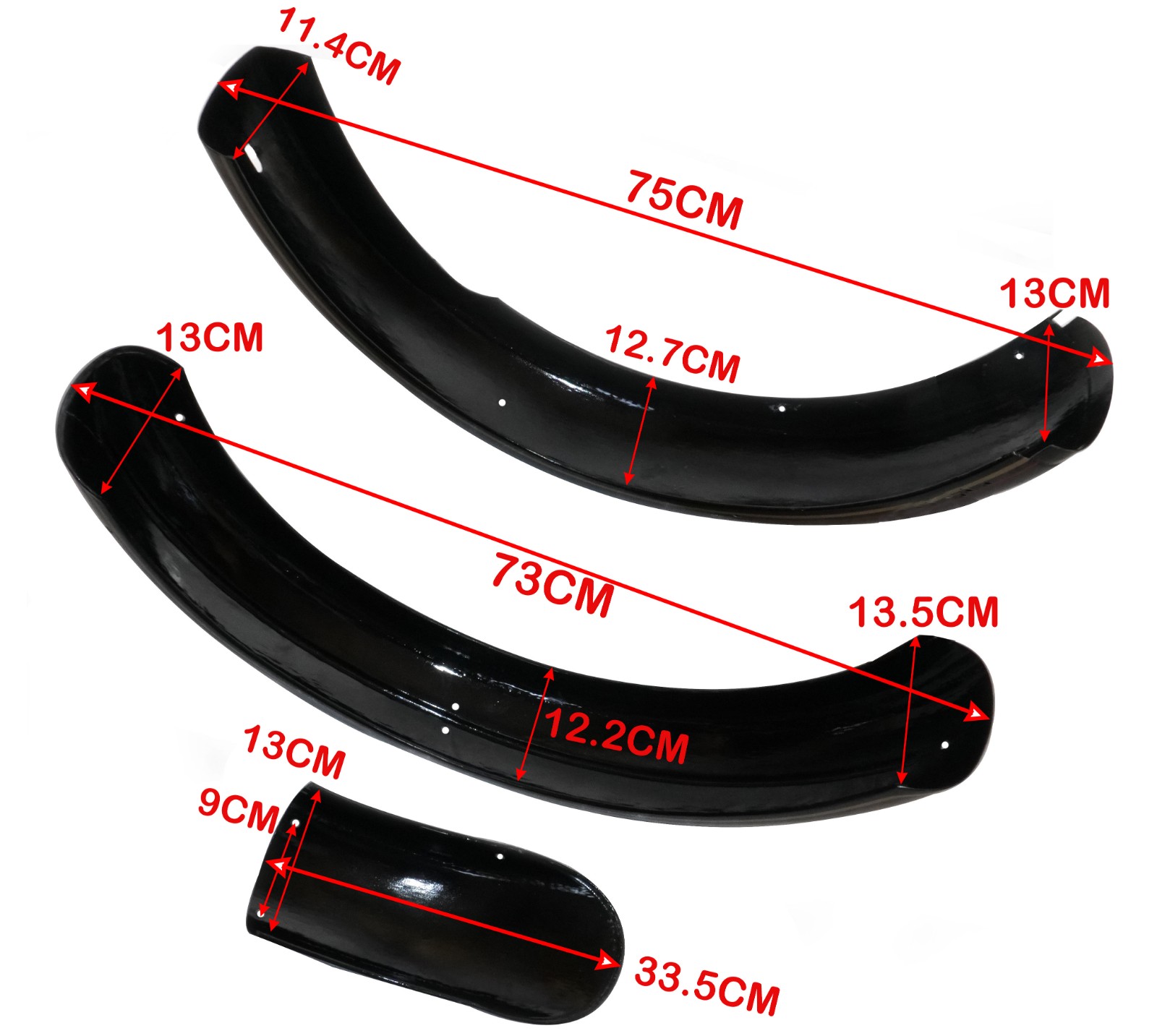 Mudguard Fender Set With Stays Kit Black With Golden & Red Strips For Norton 16H