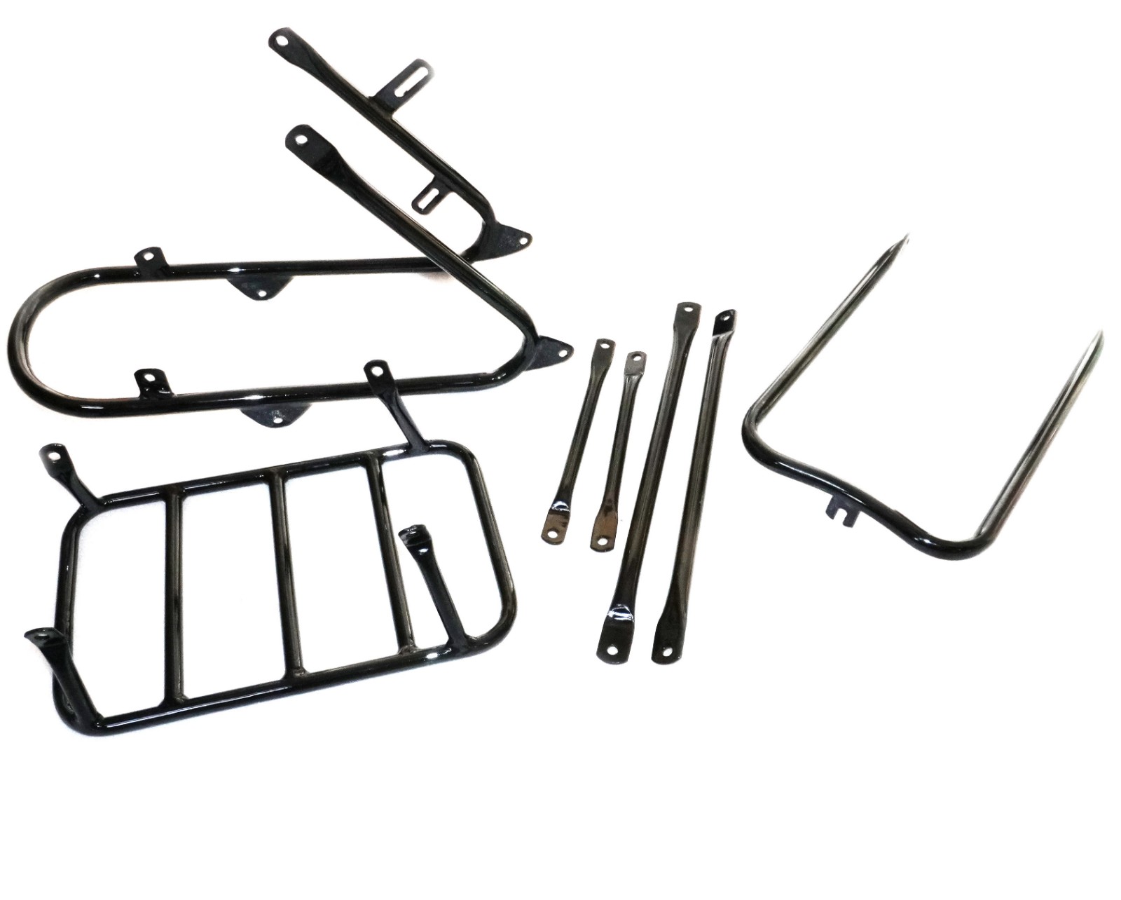 Mudguard Fender Set With Stays Kit Black With Golden & Red Strips For Norton 16H