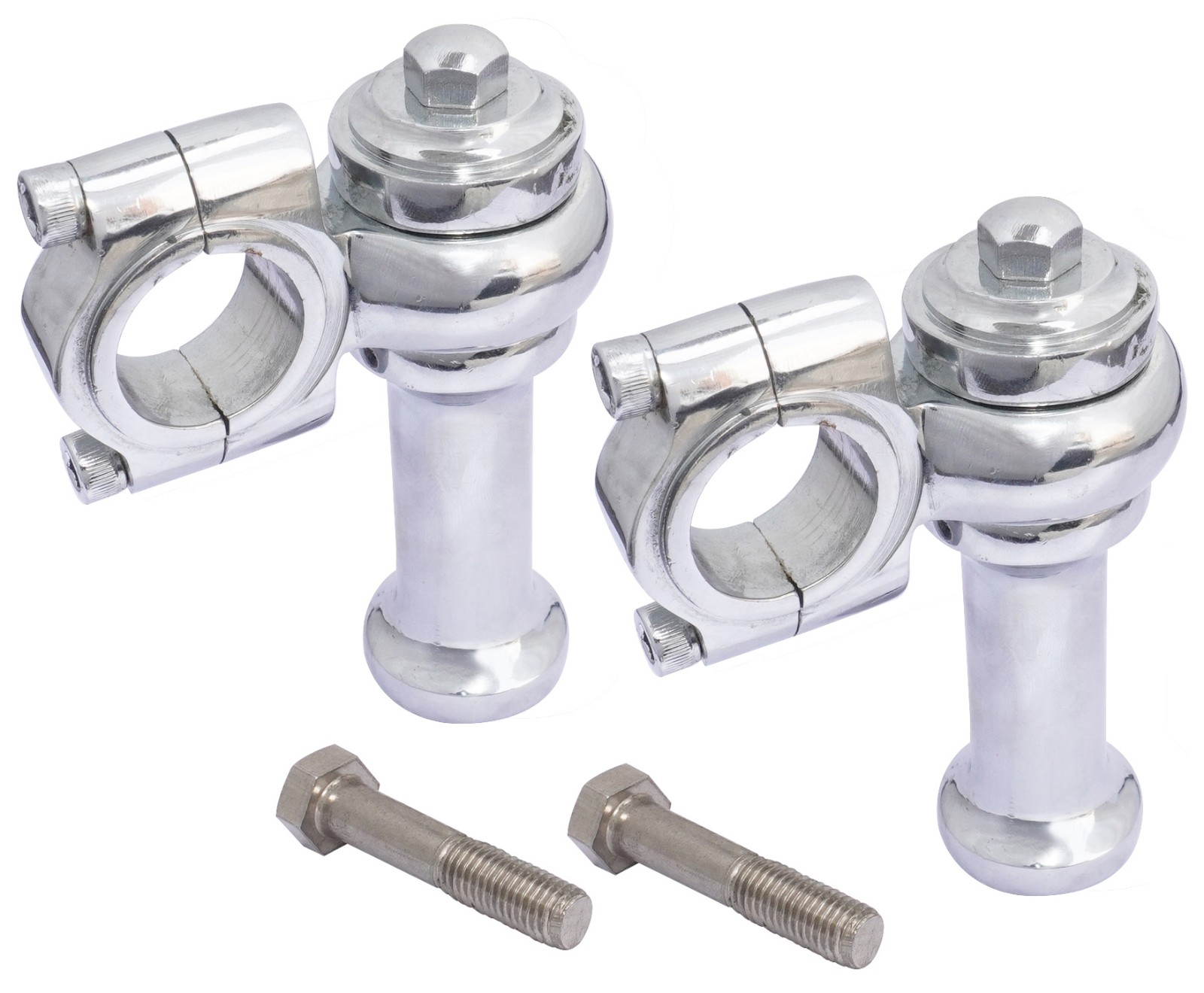 Universal Motorcycle Brass Chrome 1" Handlebar Risers Clamp 3" Rise Approx