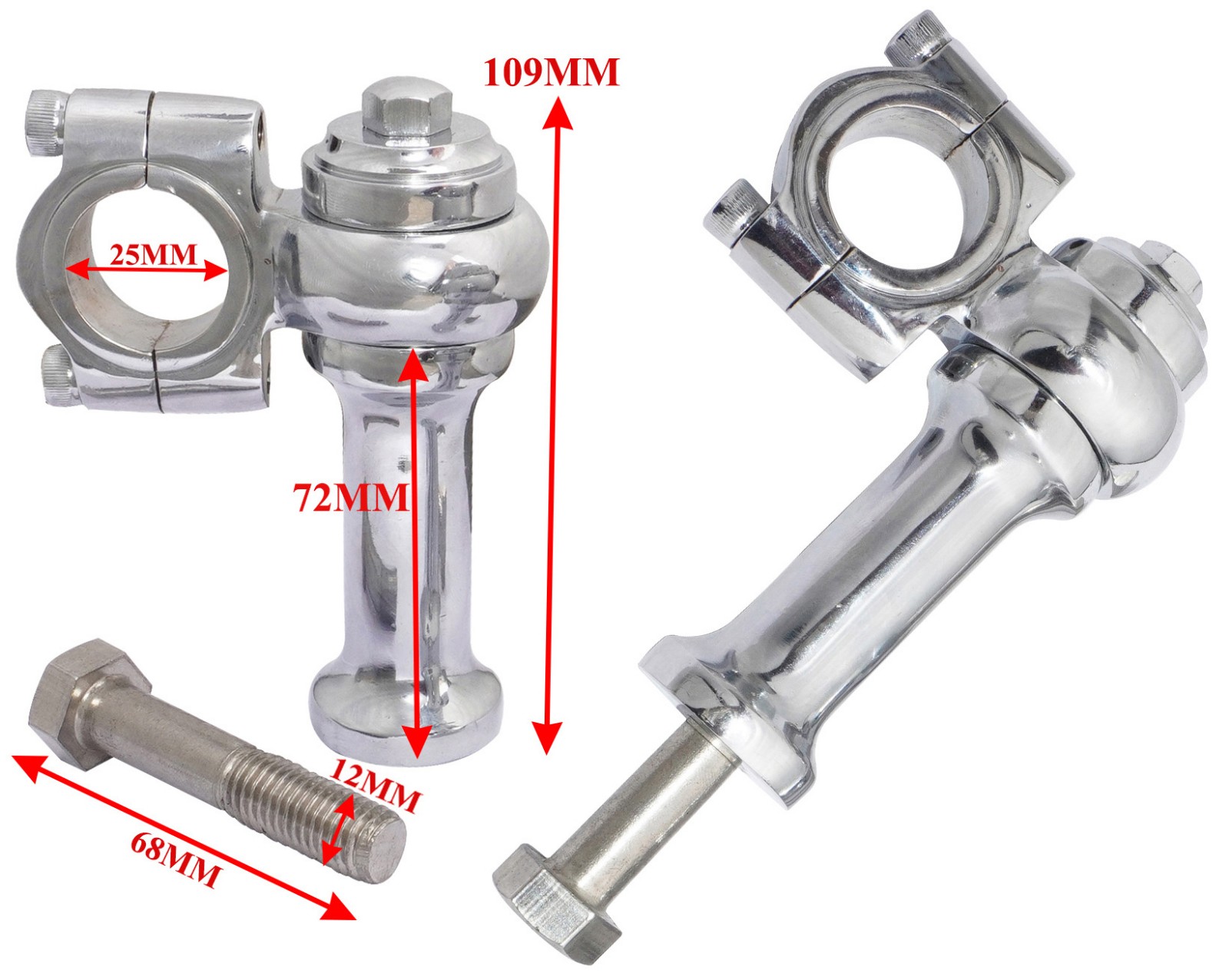 Universal Motorcycle Brass Chrome 1" Handlebar Risers Clamp 3" Rise Approx