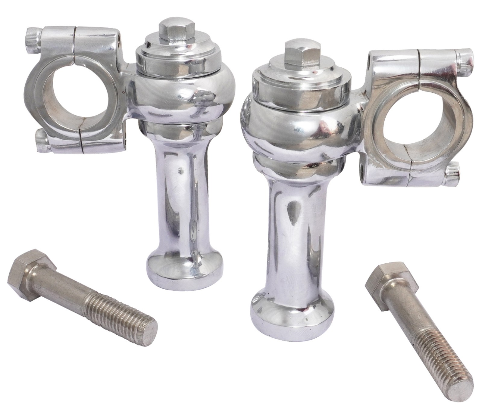 Universal Motorcycle Brass Chrome 1" Handlebar Risers Clamp 3" Rise Approx