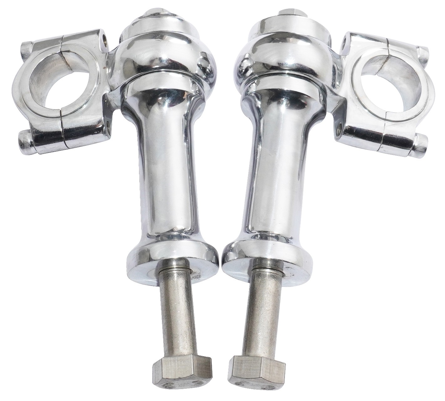 Universal Motorcycle Brass Chrome 1" Handlebar Risers Clamp 3" Rise Approx