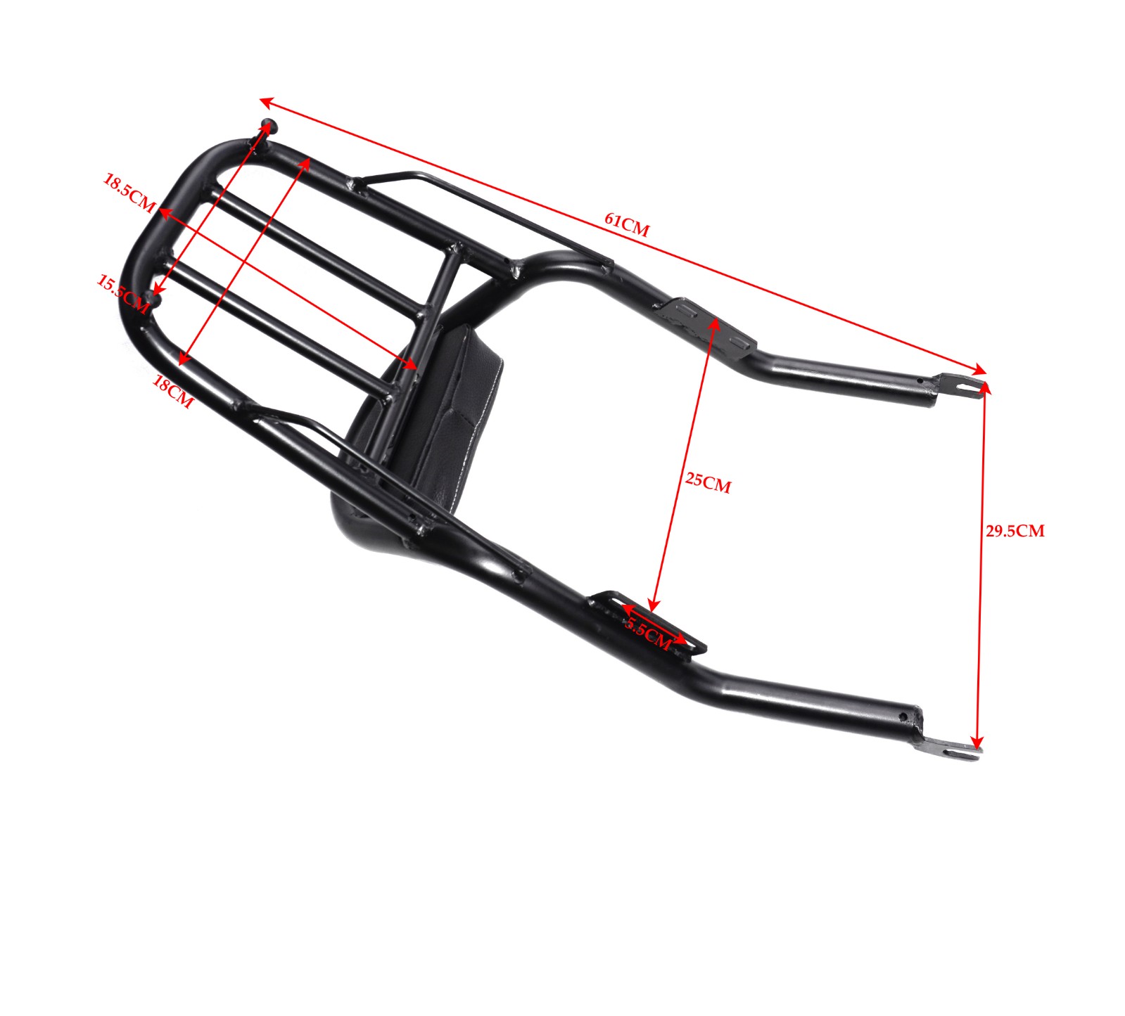 Rear Luggage Carrier With Backrest Black For Royal Enfield Classic Reborn 350
