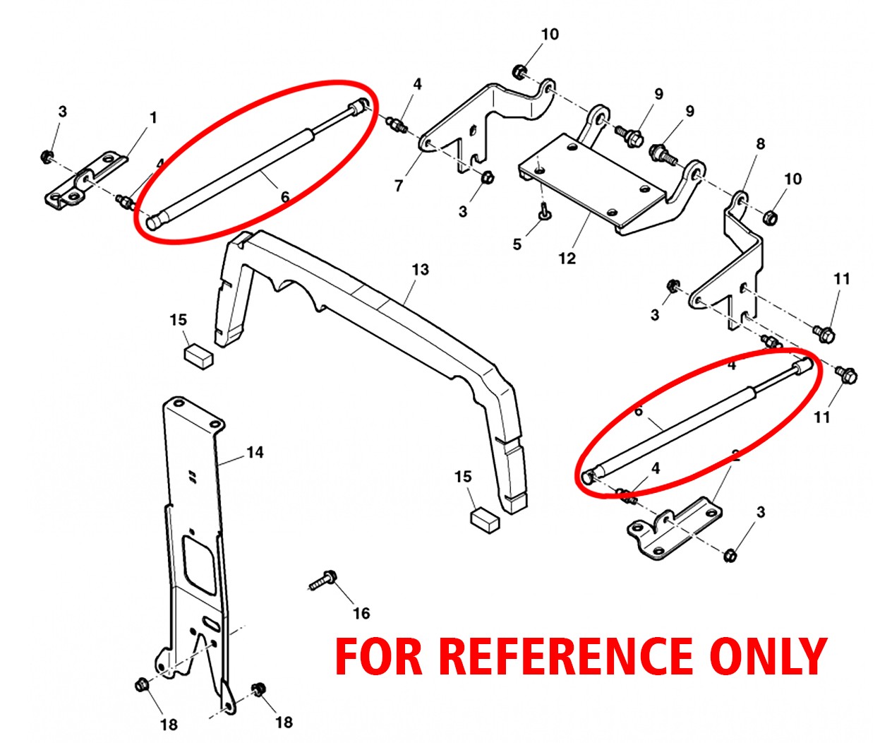 Genuine Gas Operated Hood Cylinder Set For John Deere SJ36481 5005 5040D 5103