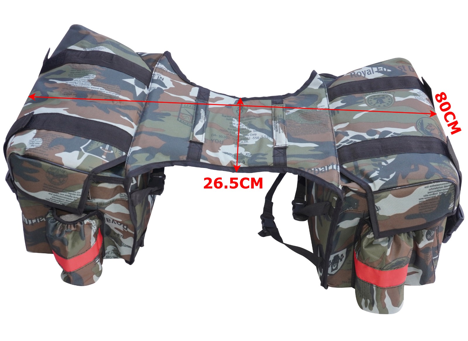 For Royal Enfield Waterproof Saddle Bag Green Pattern Buckle & Strap Closure