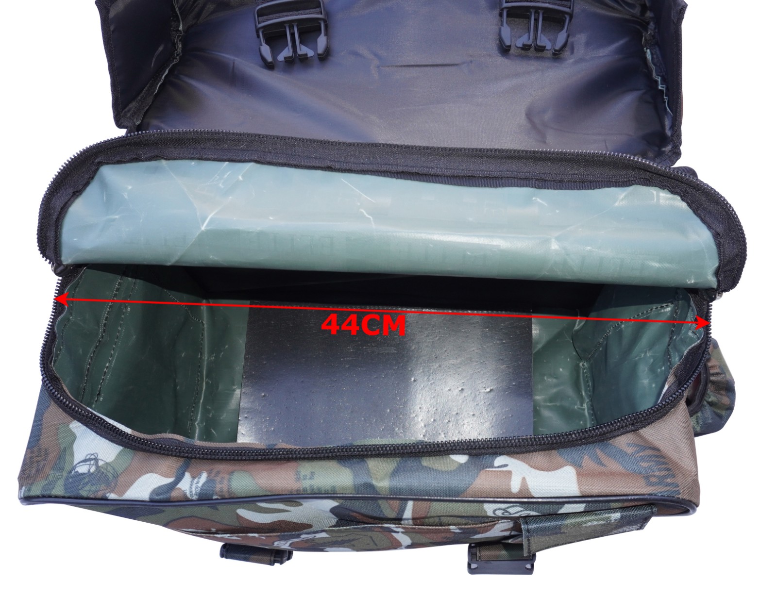 For Royal Enfield Waterproof Saddle Bag Green Pattern Buckle & Strap Closure