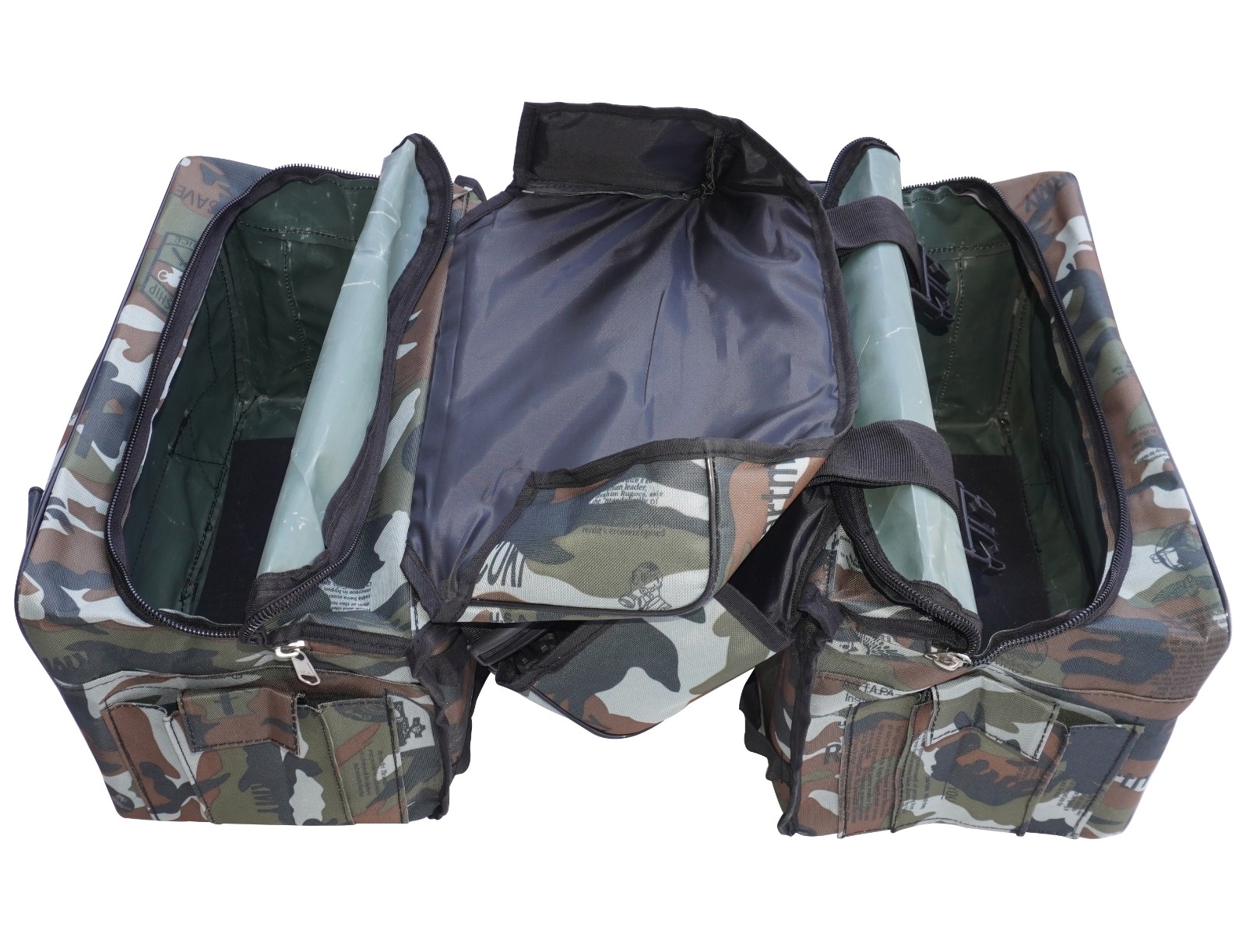 For Royal Enfield Waterproof Saddle Bag Green Pattern Buckle & Strap Closure