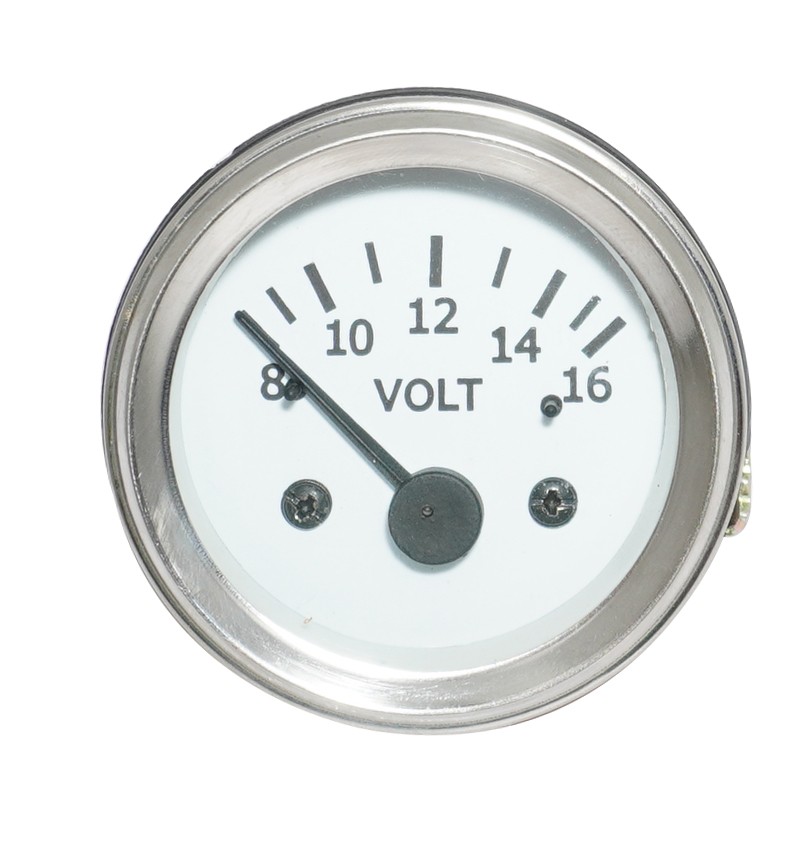 Ancillary Battery Voltmeter Volt Gauge Chrome Rim White Face