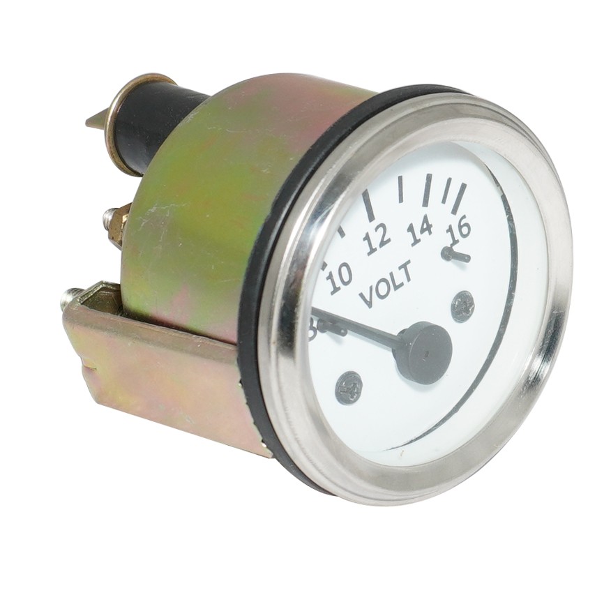 Ancillary Battery Voltmeter Volt Gauge Chrome Rim White Face