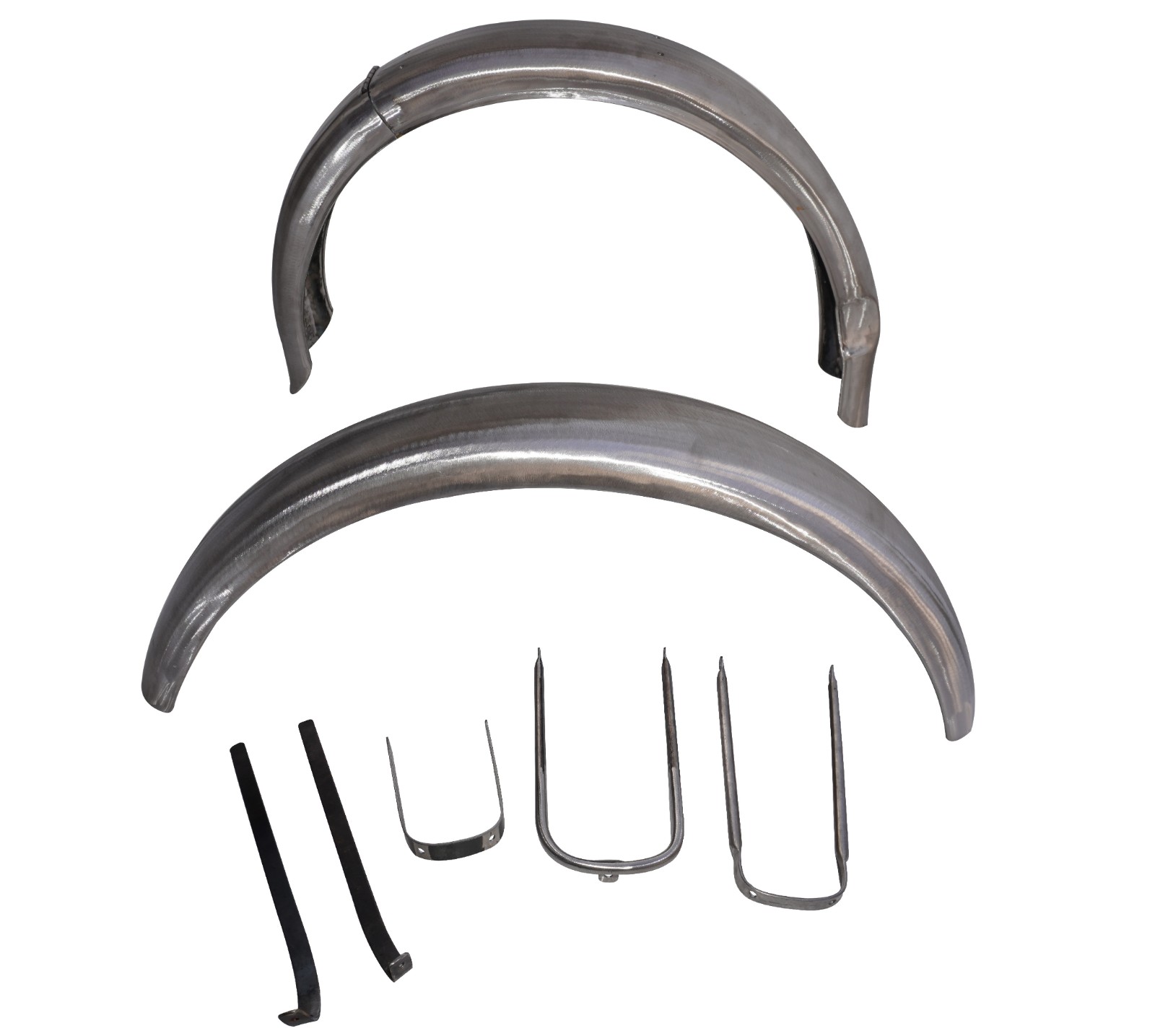 Front & Rear Mudguard Fender Set With Stays Raw Steel Fits For BMW R26 R27