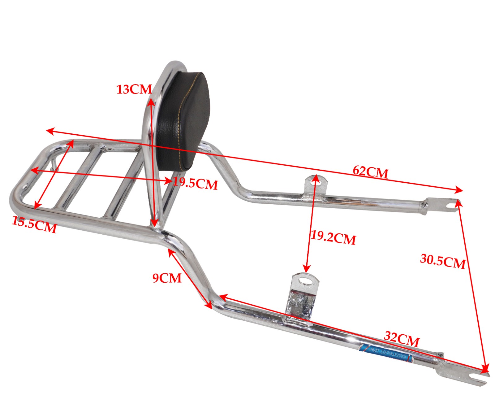 Rear Luggage Carrier With Backrest Chrome Fits For Royal Enfield Meteor 350