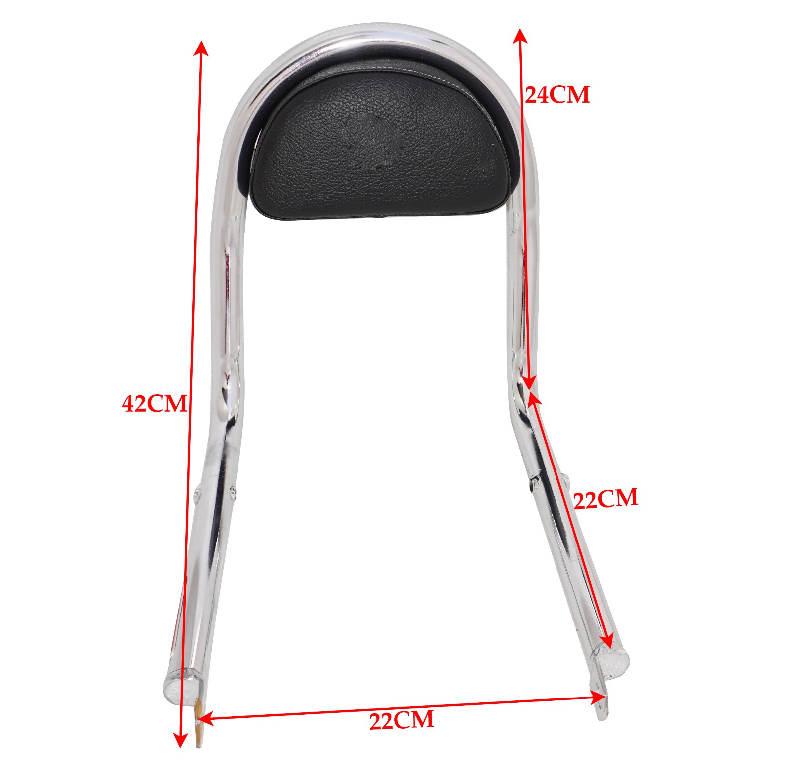 Passenger Backrest With Black Pad Chrome Fits For Royal Enfield Meteor 350