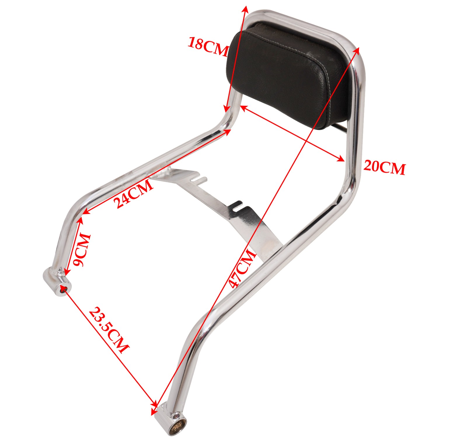 Passenger Backrest With Black Pad Chrome For Royal Enfield Super Meteor 650cc