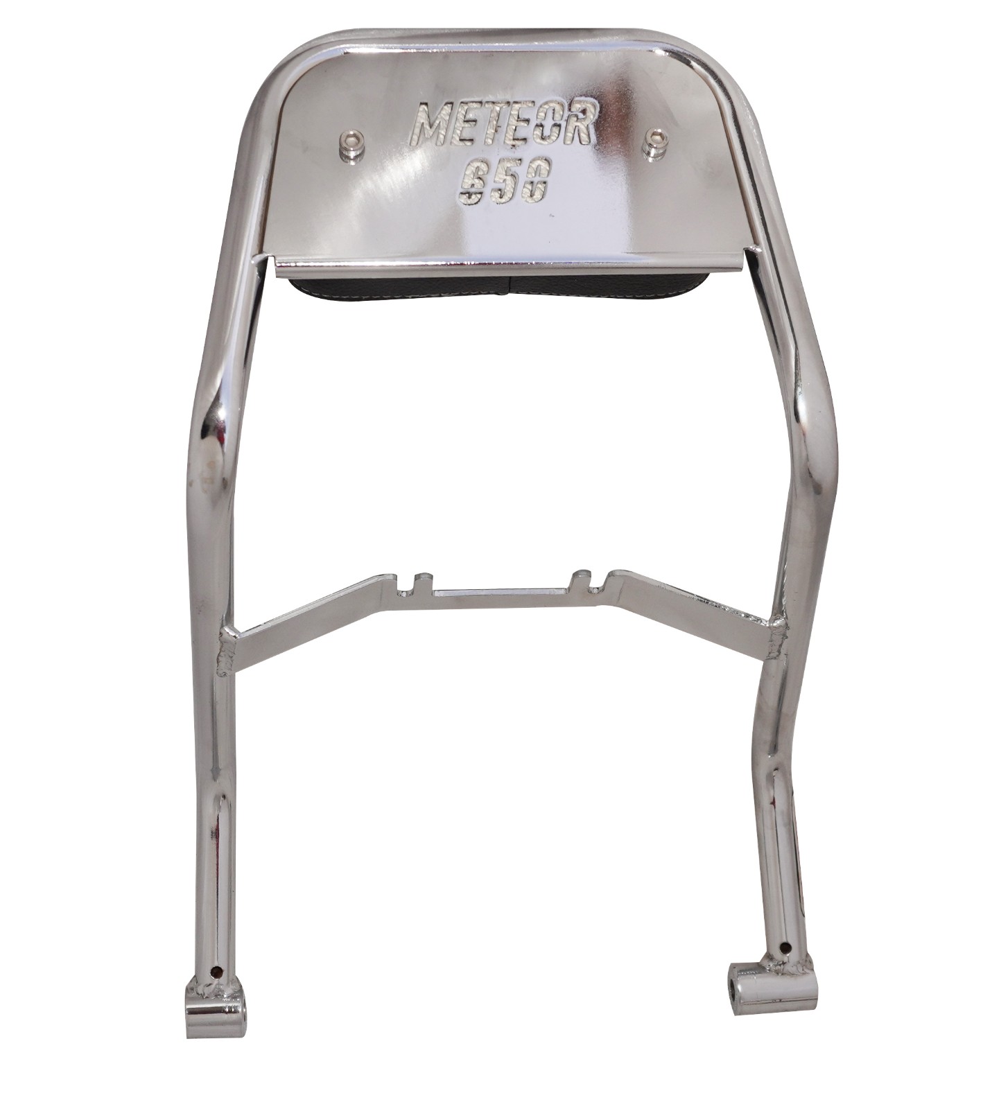 Passenger Backrest With Black Pad Chrome For Royal Enfield Super Meteor 650cc