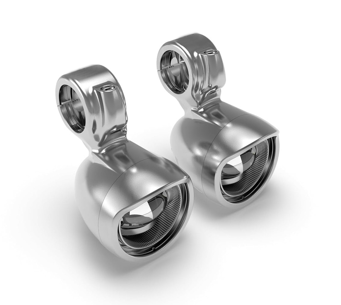 Silver LED Fog Light Set For Royal Enfield Super Meteor Shotgun Classic 650