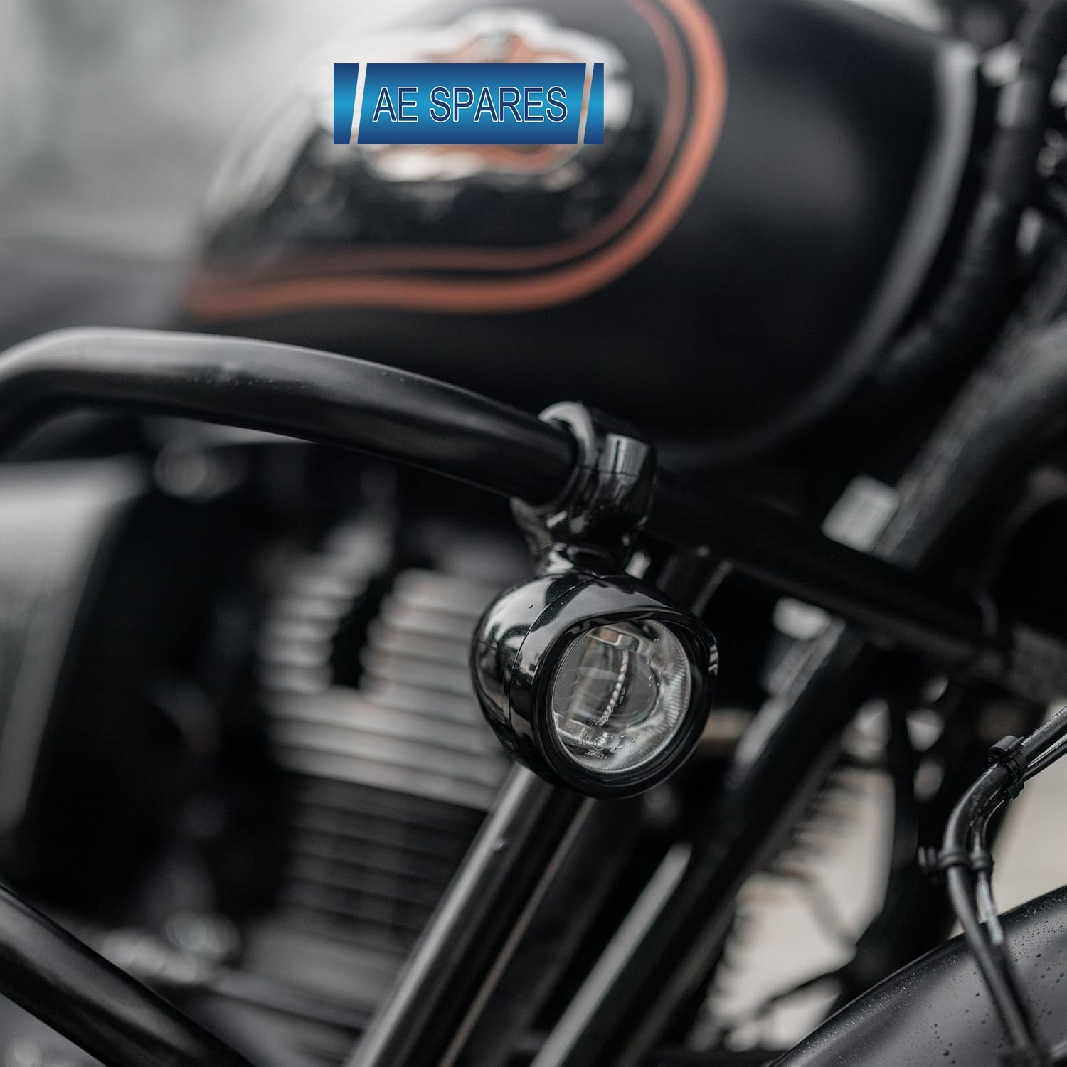 Black Led Fog Light Set For Royal Enfield Super Meteor Shotgun Classic 650