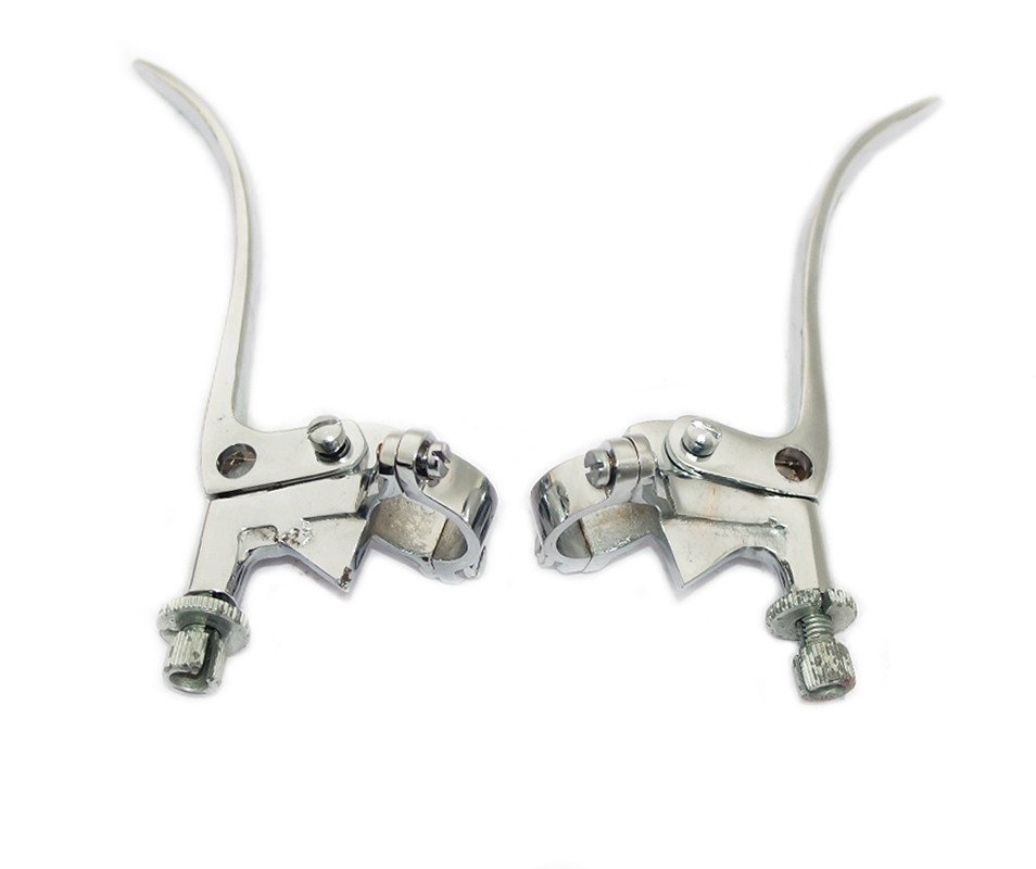 Brake and Clutch Lever Set Steel Chrome 7/8" Handle Bar Universal Vintage Bikes