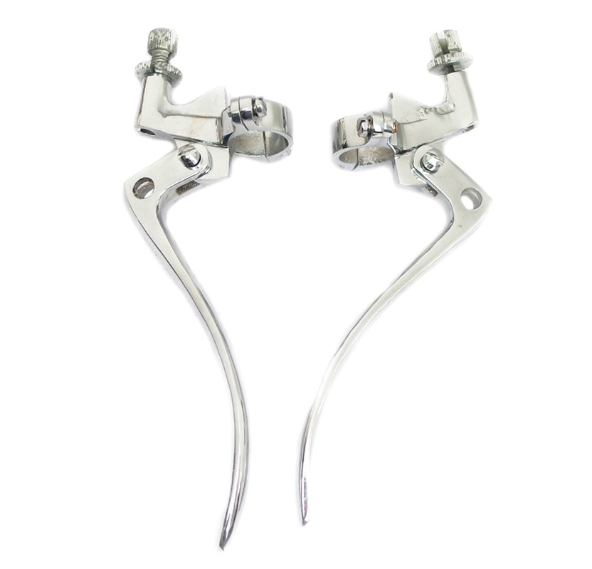 Brake and Clutch Lever Set Steel Chrome 7/8" Handle Bar Universal Vintage Bikes