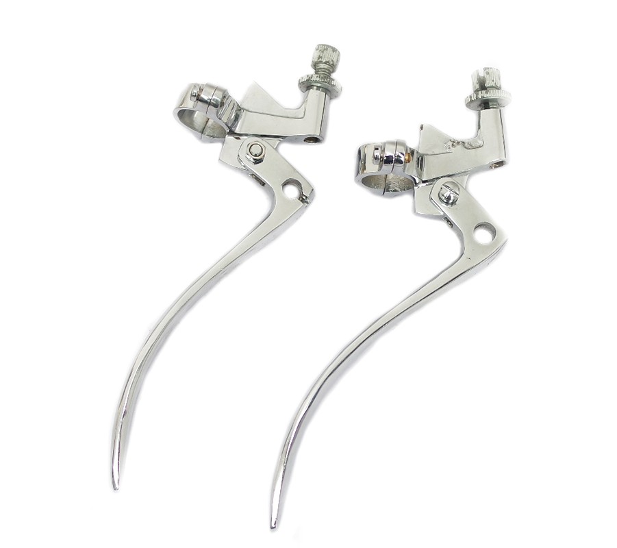 Brake and Clutch Lever Set Steel Chrome 7/8" Handle Bar Universal Vintage Bikes