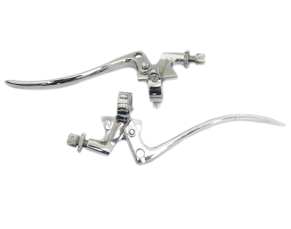 Brake and Clutch Lever Set Steel Chrome 1" Handle Bar Universal Vintage Bikes