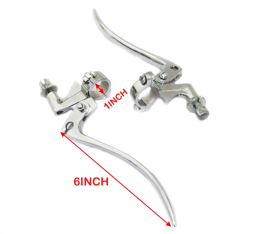 Brake and Clutch Lever Set Steel Chrome 1" Handle Bar Universal Vintage Bikes