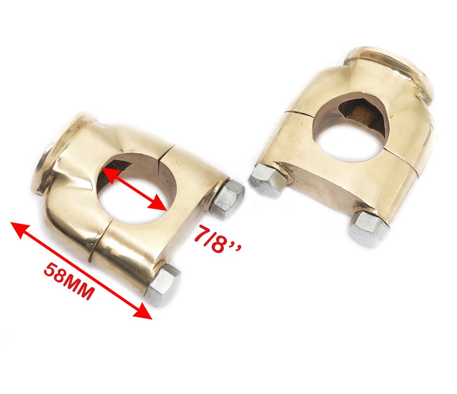 7/8" Handlebar Riser Holding Bracket Clamp Set Brass Universal Fit