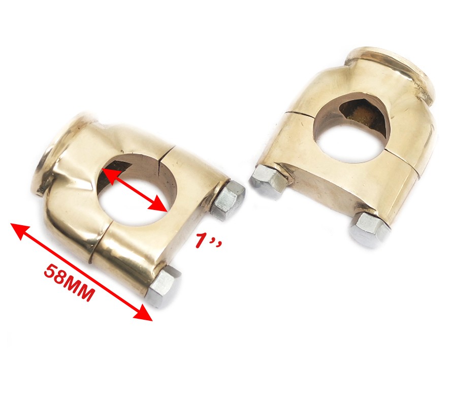 1" Handlebar Riser Holding Bracket Clamp Set Brass Universal Fit