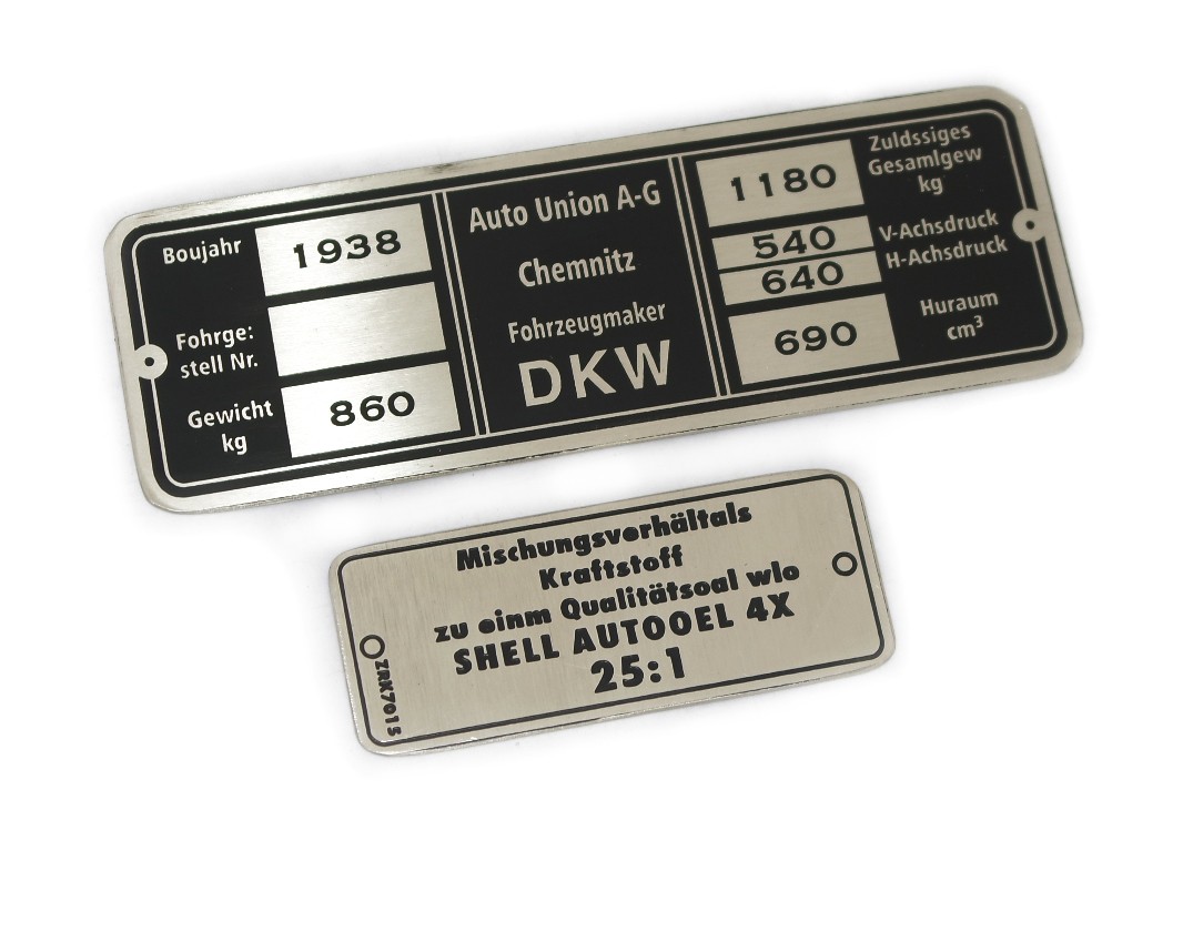 Data Plate Set Fits For Vintage DKW Car
