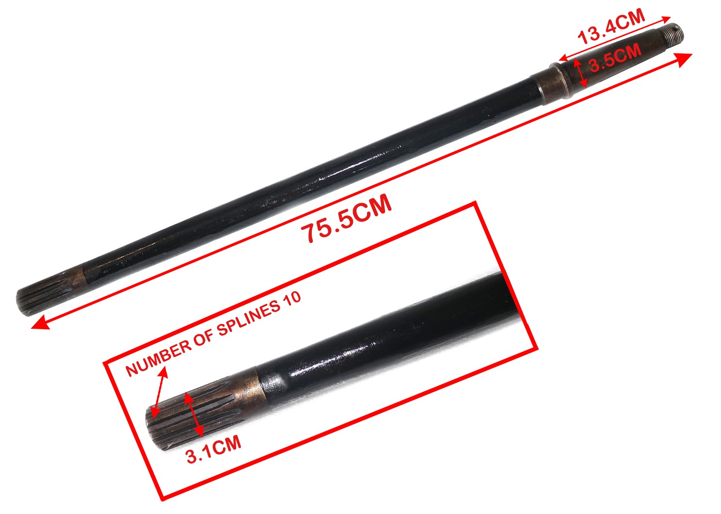 Rear Axle Shaft LH Side For Jeeps Willys 46-71 CJ2A 3A DANA 41/44 10 Spline