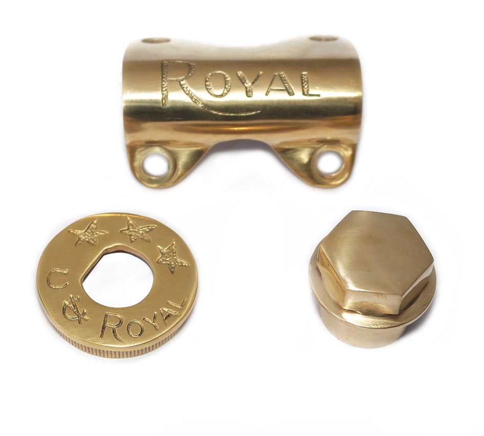 Brass Combo Handle Bar Clamp Stem Nut Switch Cover For Royal Enfield 350/500cc