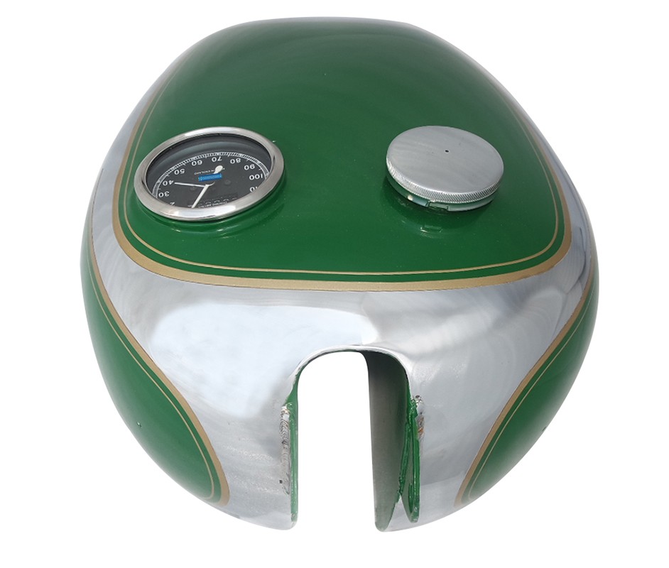 For BSA B31 Green & Chrome Petrol Tank With Cap & Replica Smiths Speedometer
