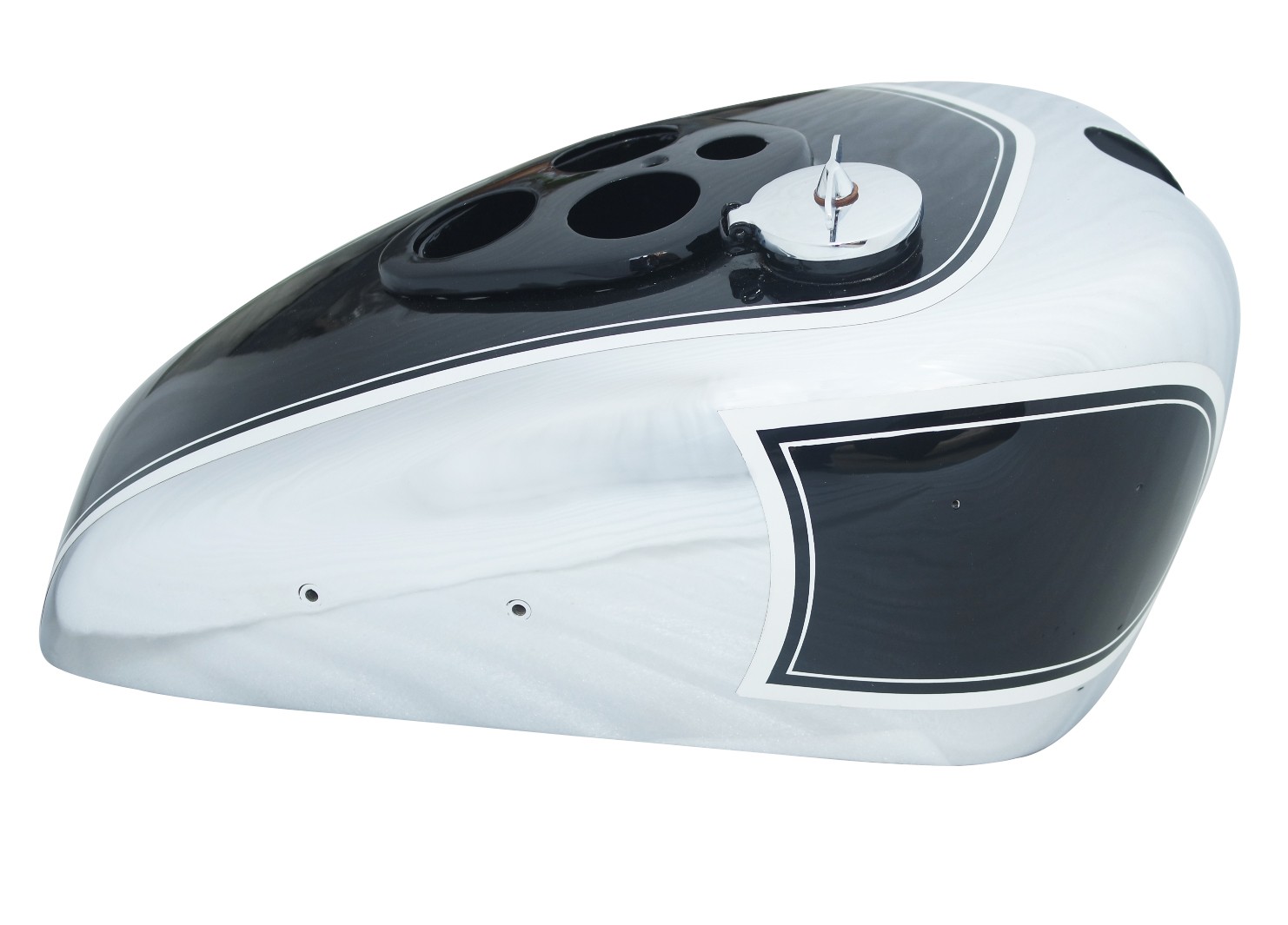 Black & Chrome Gas Fuel Petrol Tank Fits For Triumph T90 Pre War Model