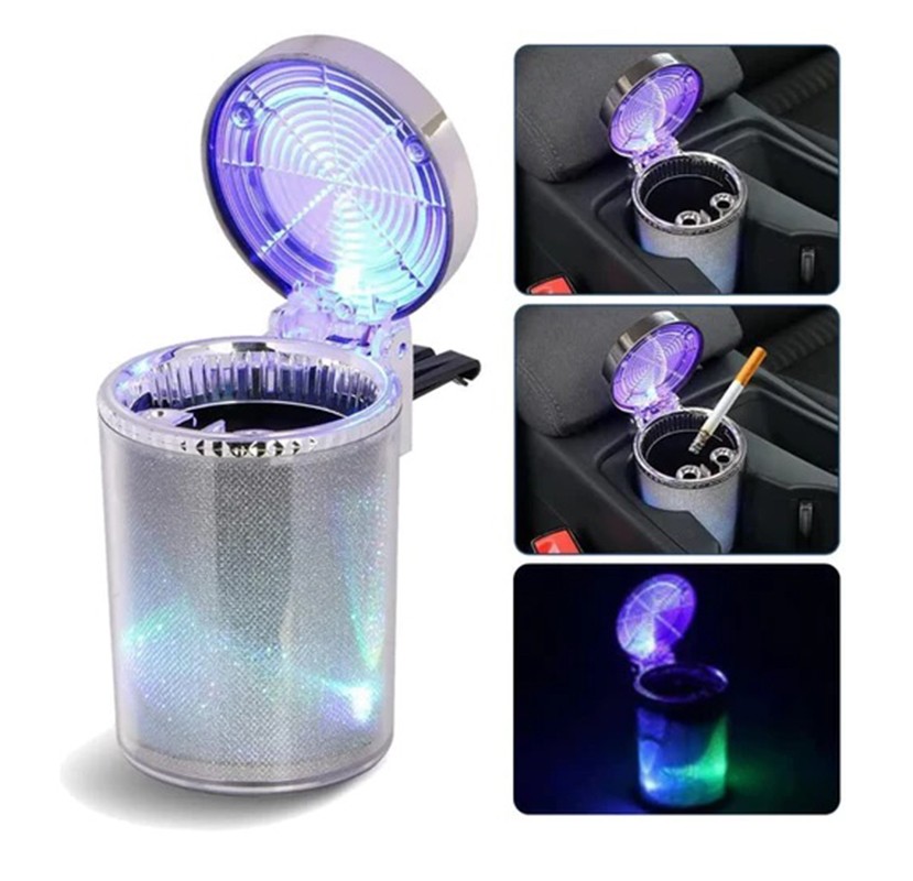 Portable Car Ashtray Colorful LED Light Up Smokeless Ash Cigarette Holder Cup