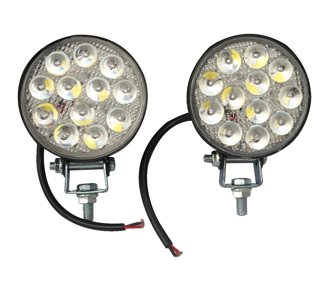 36W 12V LED Round Work Light Spot Fog Light Set For Car Van Jeeps Universal