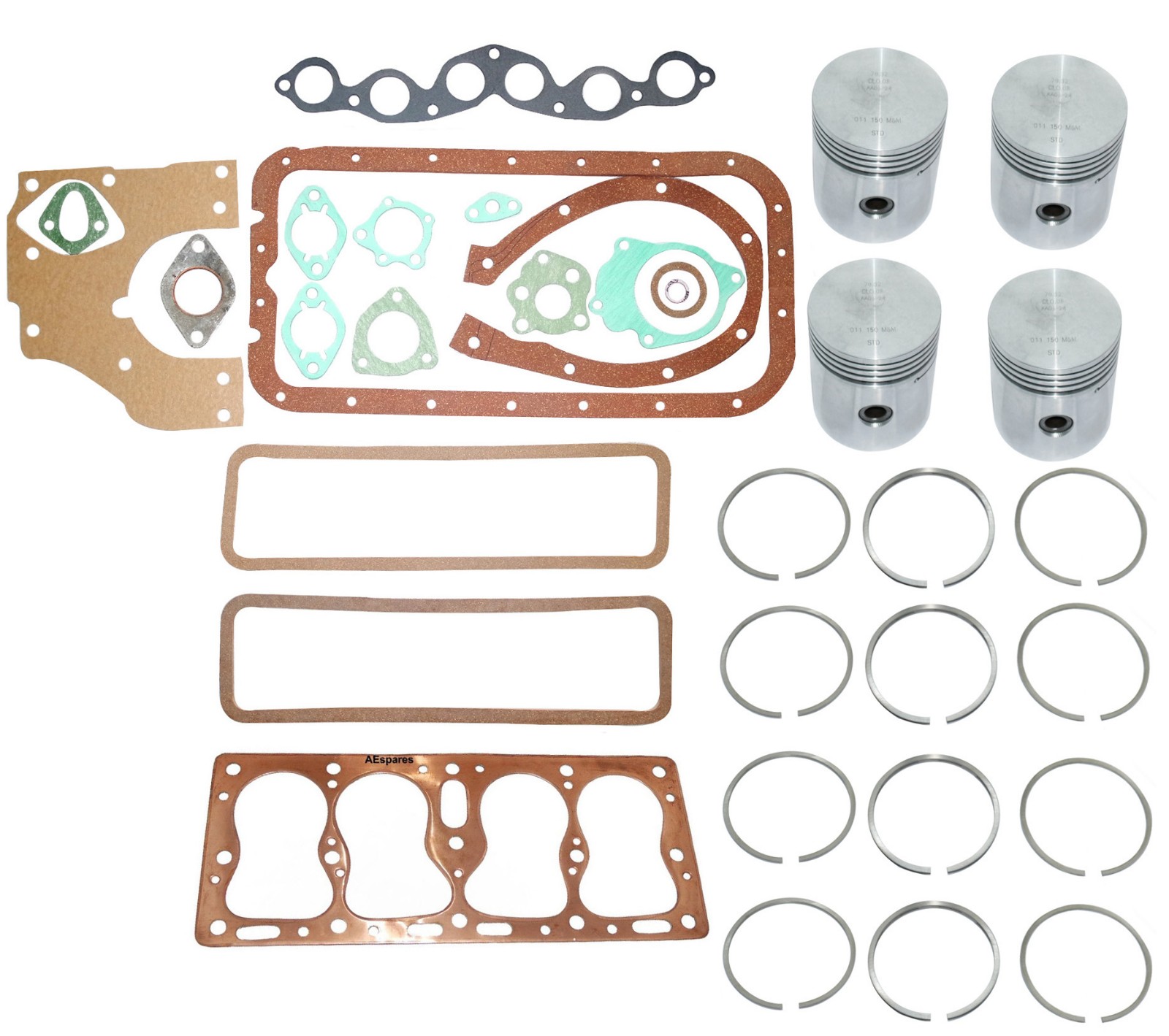 Engine Overhaul Gasket Kit With Pistons For Willys CJ2A CJ3A M38 MB 4-134 L Eng