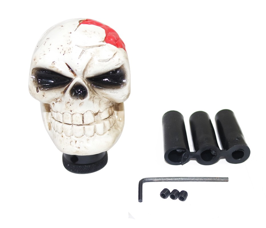 White Manual Skull Head Gear Car Stick Shift Knob Shifter For Cars Universal