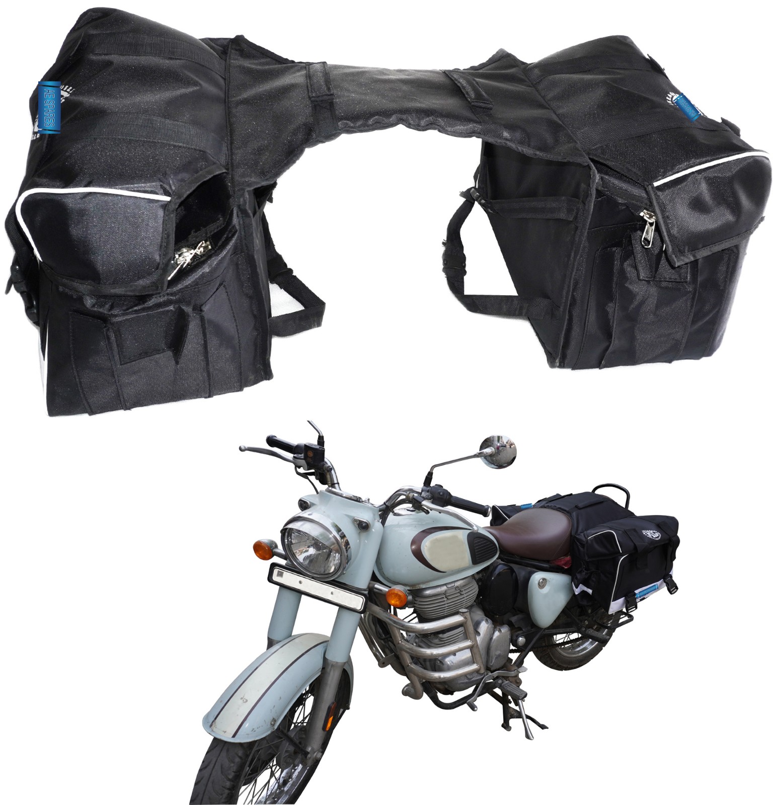 Saddle Bags Black Fits For Royal Enfield New Classic Reborn 350 Meteor 350