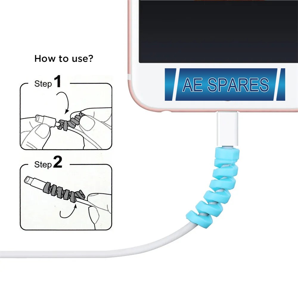 Set of 10 Spiral USB Cable Protector Cord Saver For USB Data Cable Protector