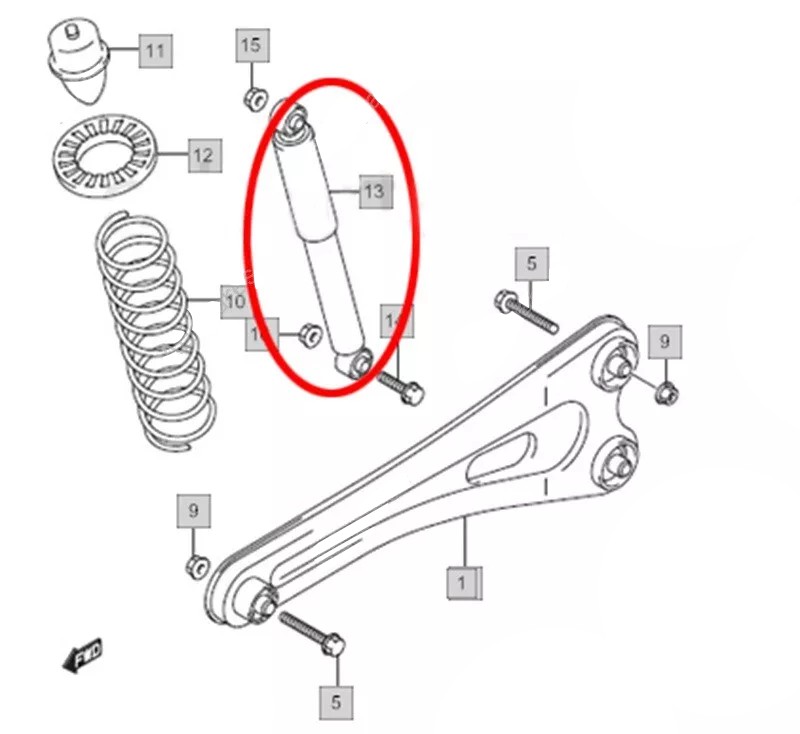 Rear Shock Absorber Assembly For Suzuki Eeco, Eeco F/L 41700M78L00