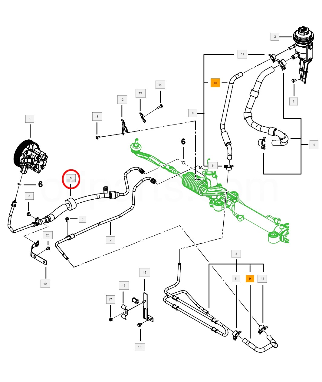 Power Steering Pressure Hose RH For Mahindra XUV500 1st & 2nd Gen 1102CAA02350N