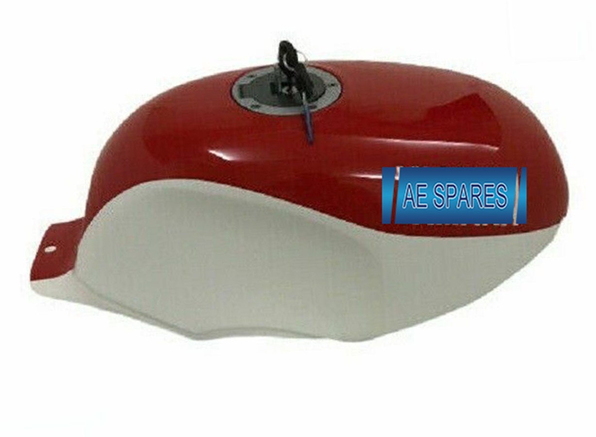 FOR YAMAHA YSR50-80 ALLOY WHITE & RED GAS FUEL PETROL TANK WITH CAP & TAP