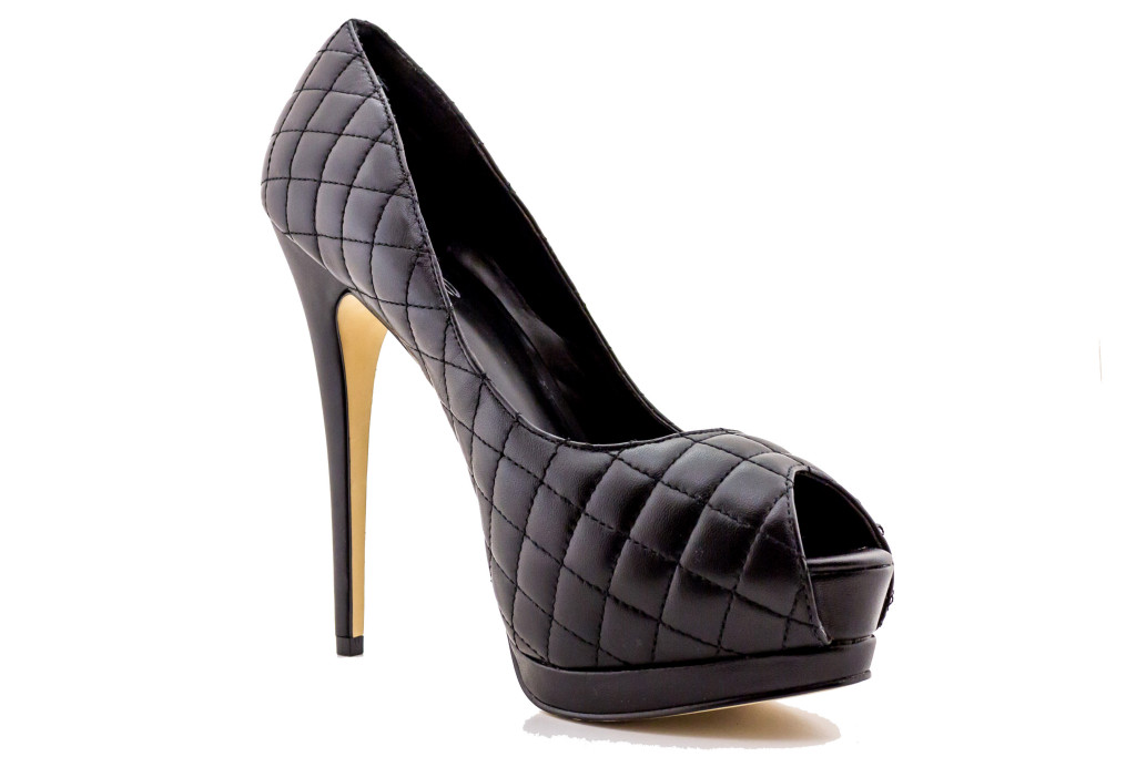 BEBE SHOES sandals heels peep toe platforms quilted Wendy 217624 black