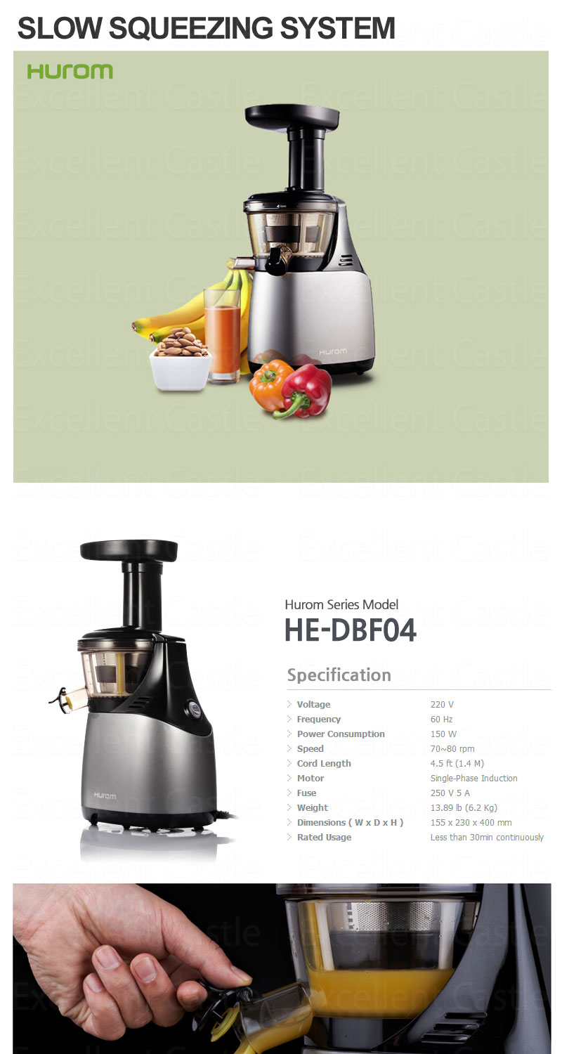 New 2013 Hurom HE-DBF04 Slow Juicer Extractor - vegetable ...