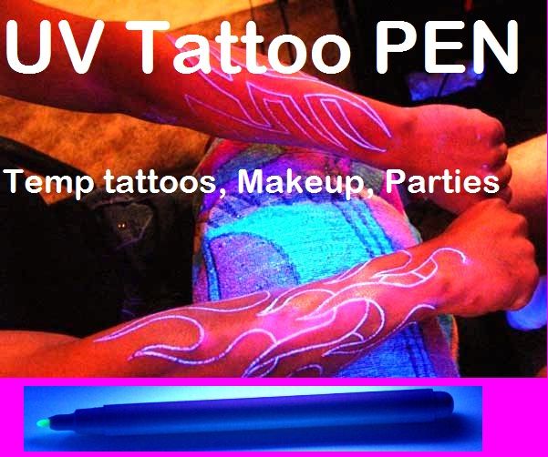 White tattoo with black light