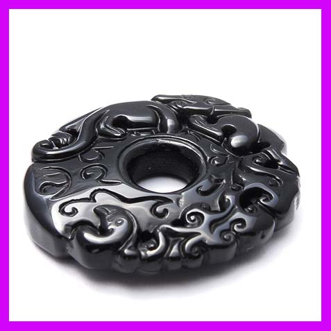 Dragon Phoenix black obsidian pendant crystal gemstone